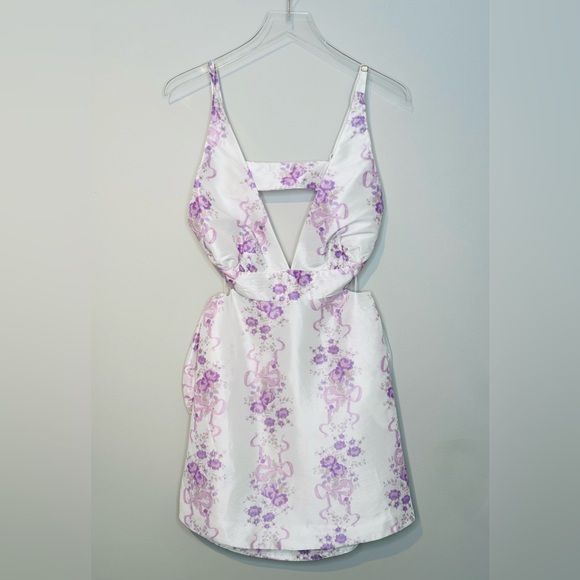 LoveShackFancy Till French Lilac White Sateen Bow Back Dress Size 12 NWT - Picture 4 of 16